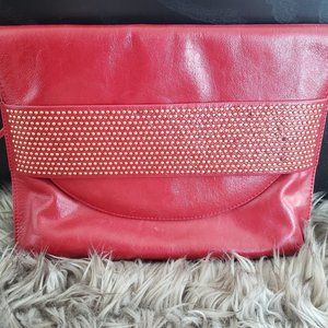 Red Badgley Mischka Studded Clutch